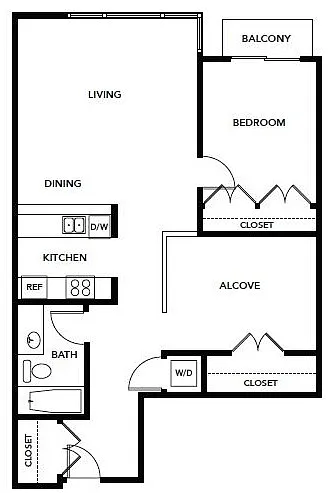 Floor plan 1 Bed + Open 1 W Water View Balcony P05