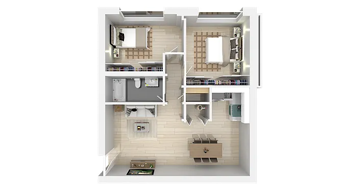 Floor plan Two Bedroom One Bath