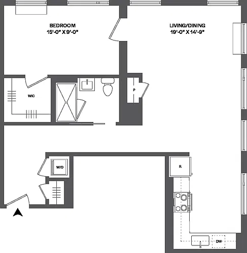 Floor plan 1 Bed/1 Bath-1B-5