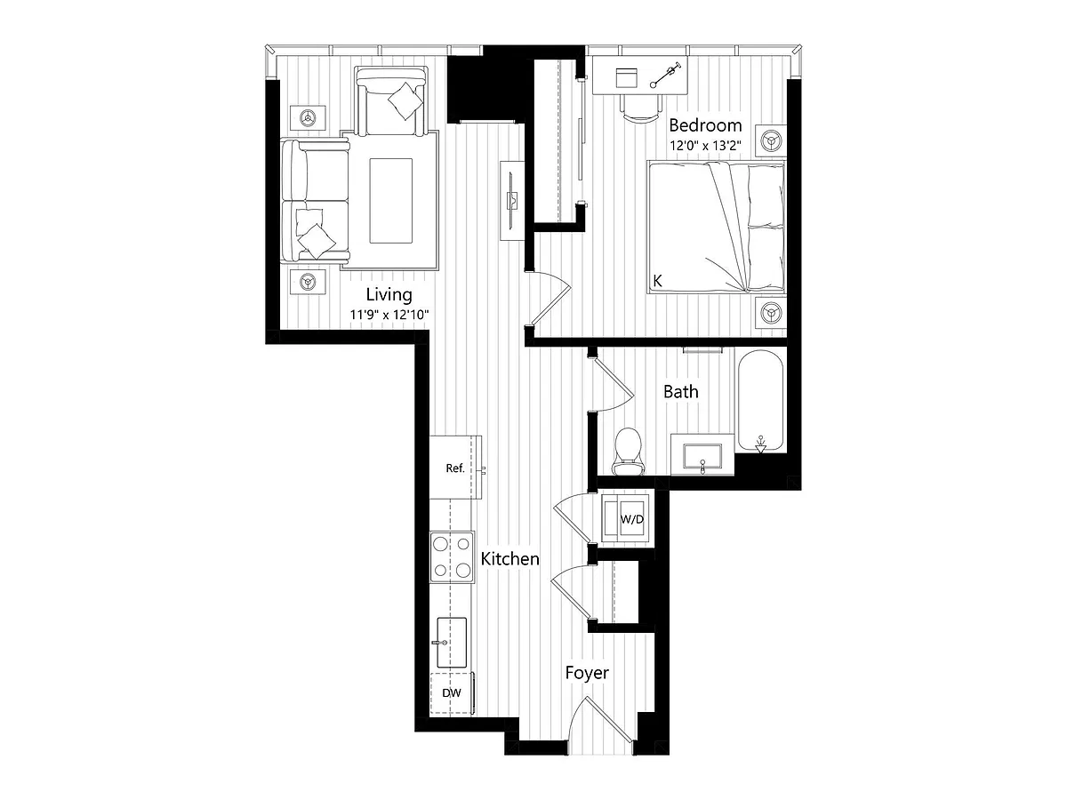 Floor plan MA16 | 1 Bed | 1 Bath