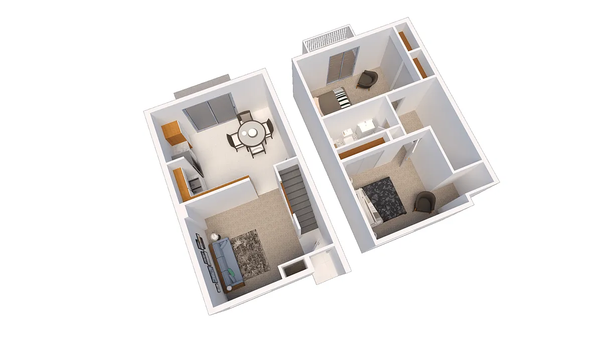Floor plan Two-Bedroom Townhome