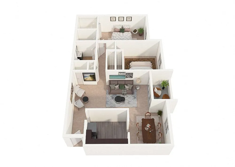 Floor plan Two Bedroom + Balcony