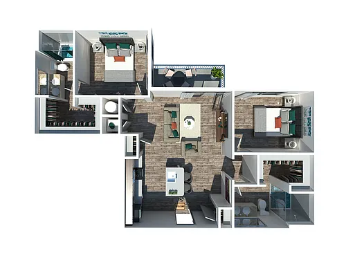 Floor plan 2 Bedroom Two Bathroom