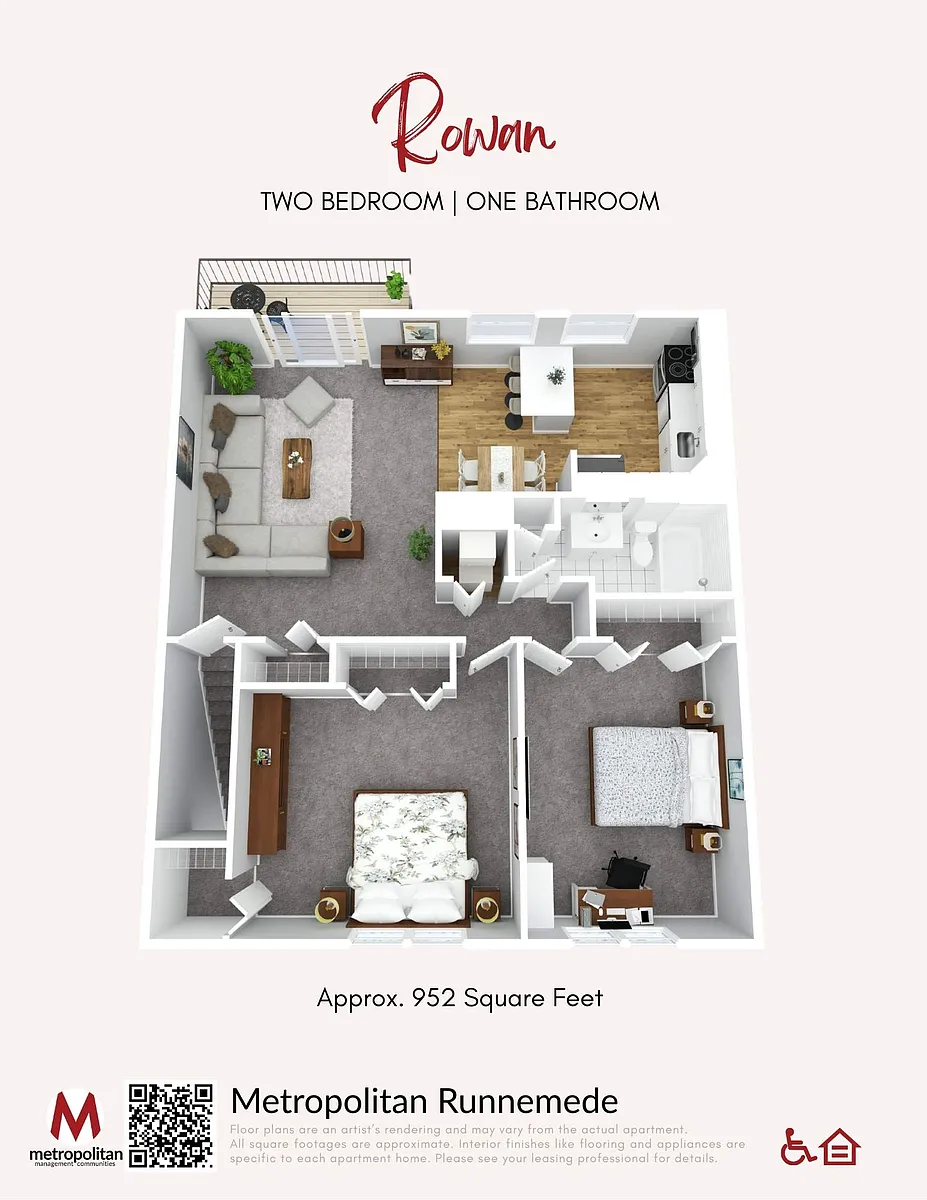 Floor plan Rowan 2 Bedroom