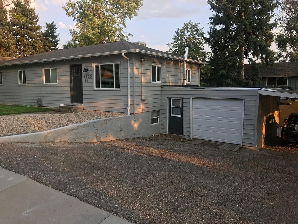 Garage with extra room for storage.