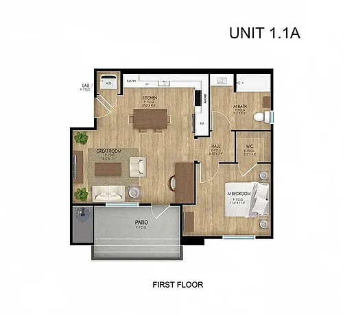 Floor plan 1BD, 1BTH B