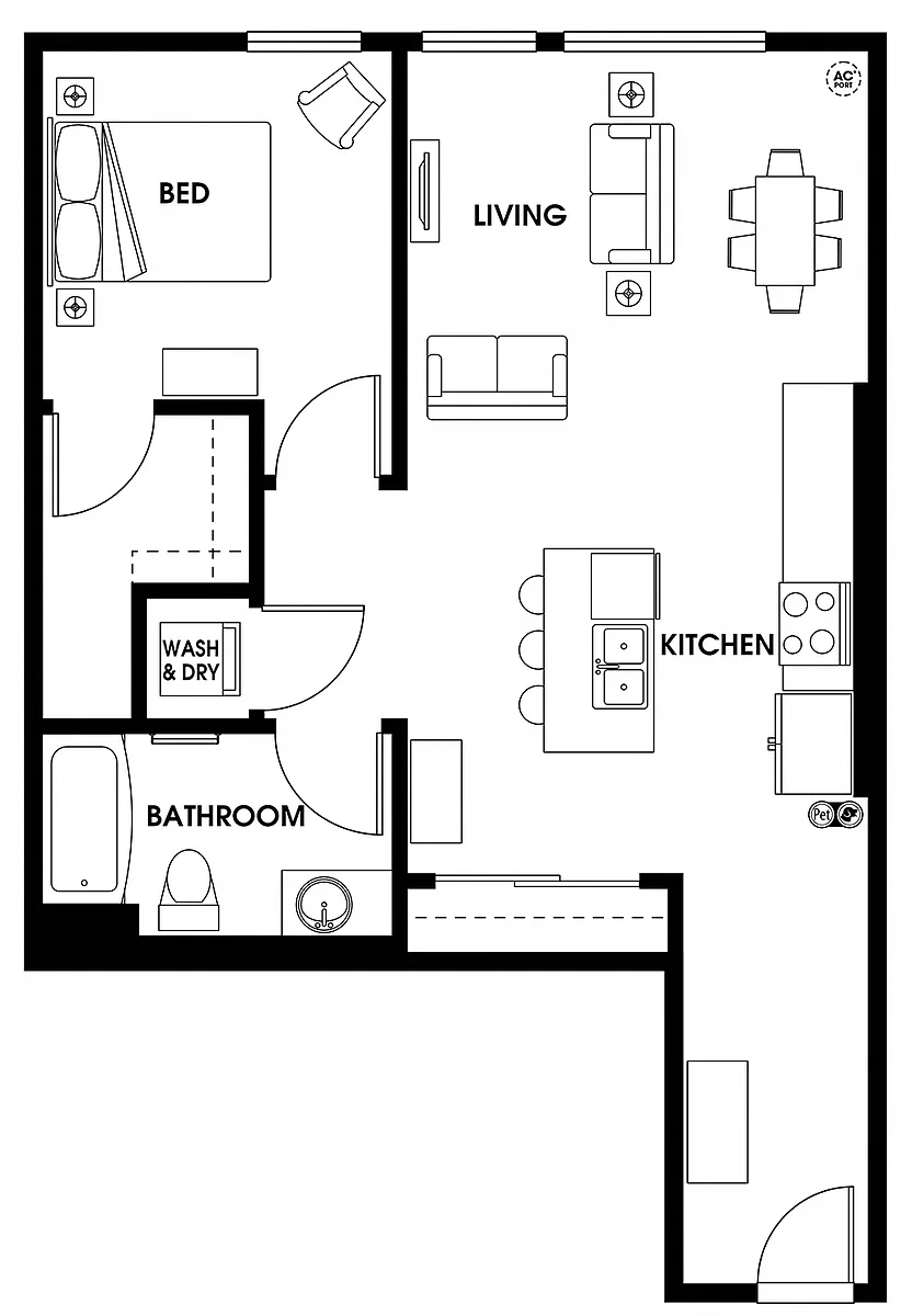 Floor plan One Bedroom A12