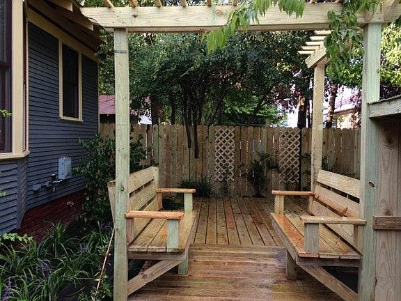Deck entrance from parking area