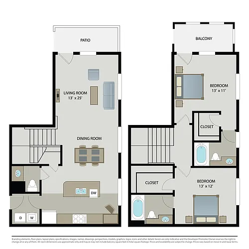 Floor plan Metropolitan Townhome - Income Restricted