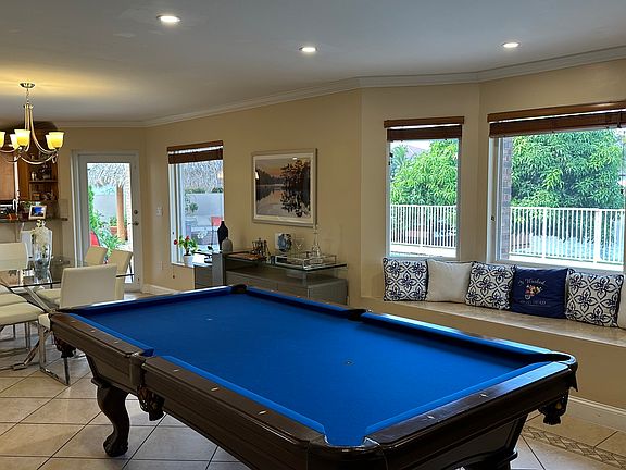 Pool table and dining room