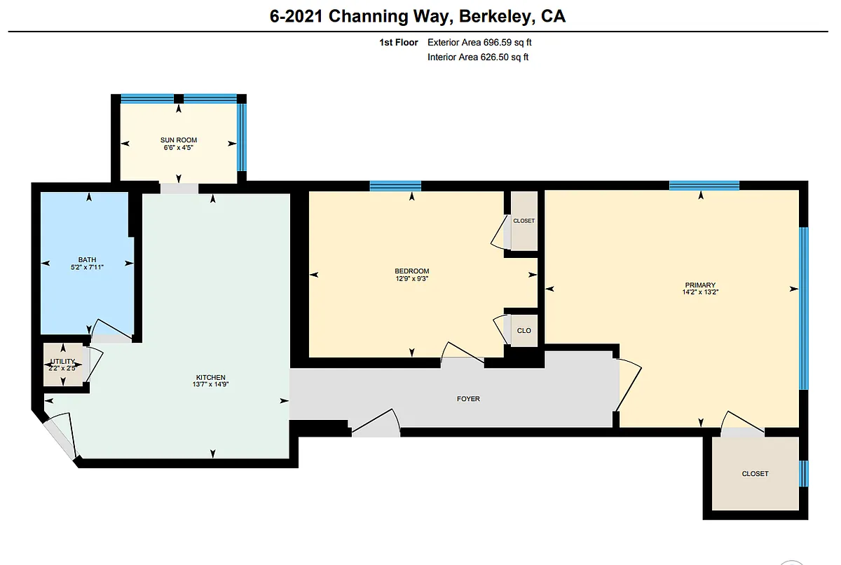 Floor plan 2 Bedrooms, 1 Bathroom