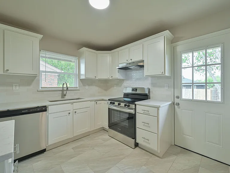 kitchen leads to backyard