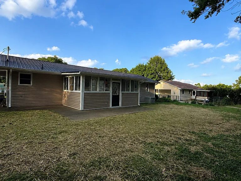 Newly seeded private backyard