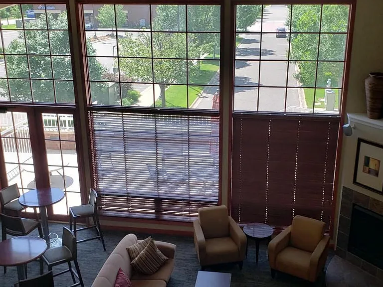 Another view from the partyroom shows the road to the Main Street Village shopping area