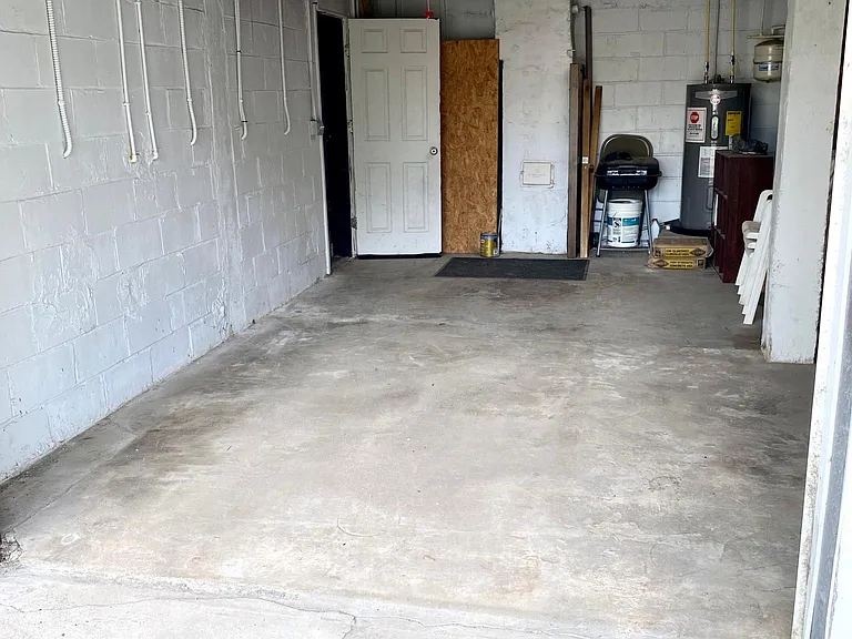 View from outside into garage