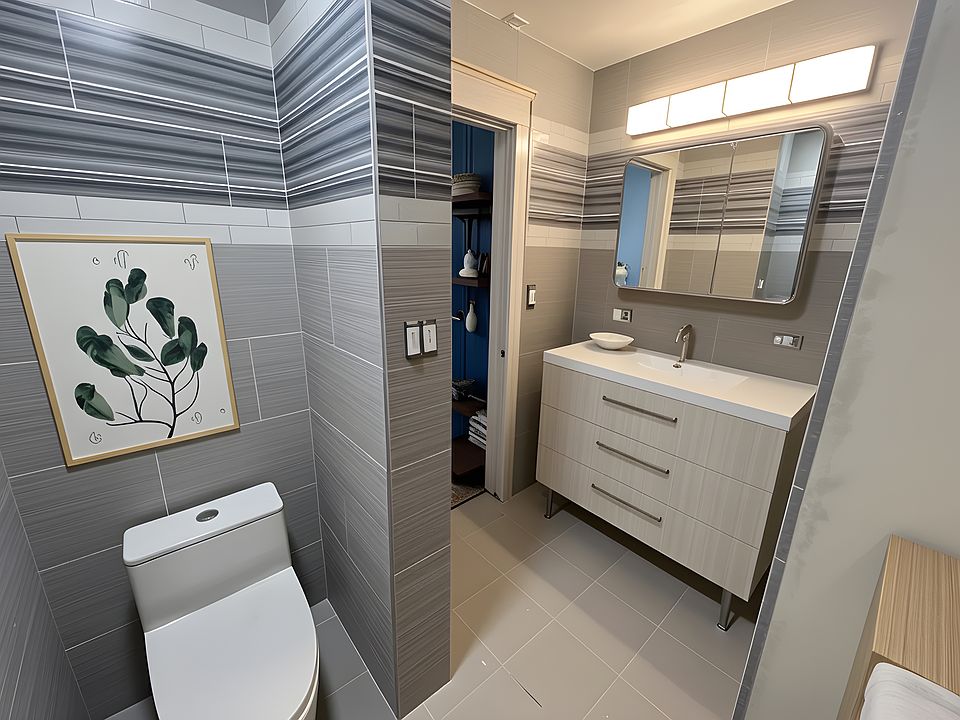 back of large bathroom