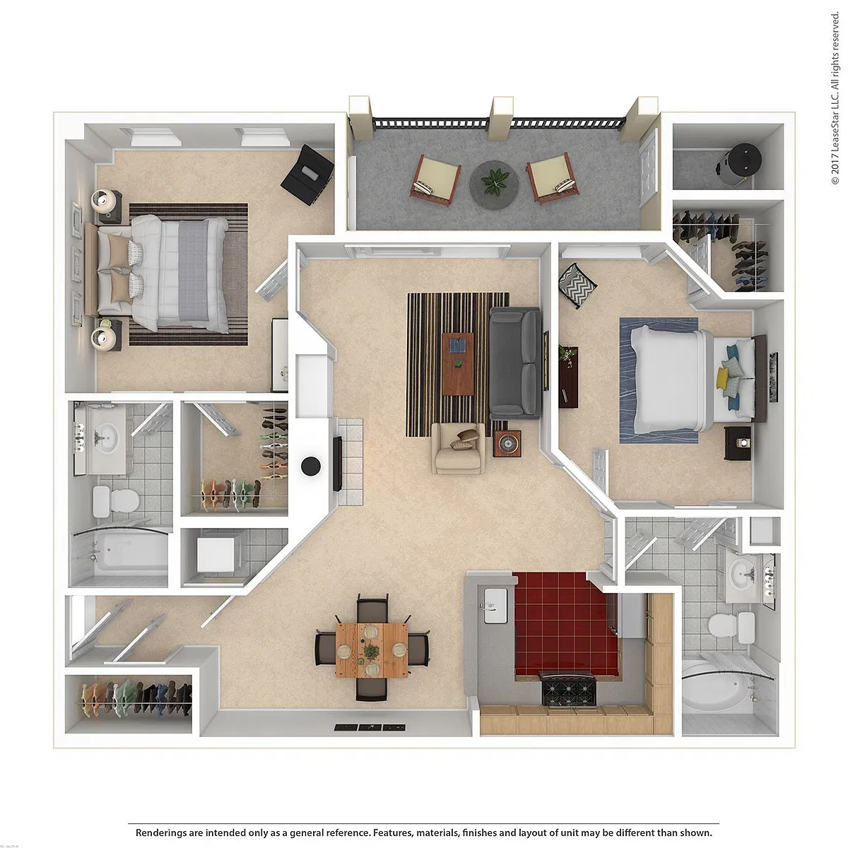 Floor plan B1 - 2 bedroom/2 bath