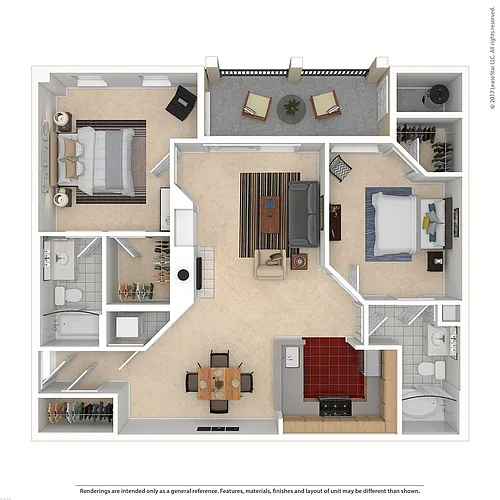 Floor plan B1 - 2 bedroom/2 bath