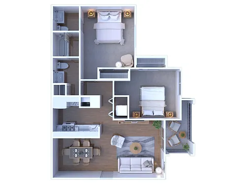 Floor plan 2 BR - 1.5 BTH