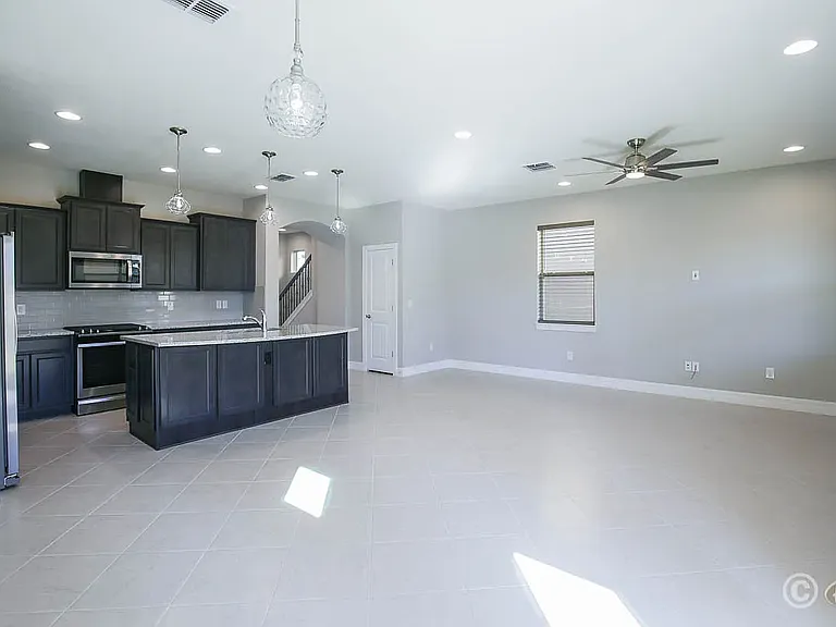 Open floor plan. Kitchen and family room
