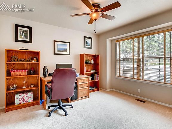 Main level office features French doors.