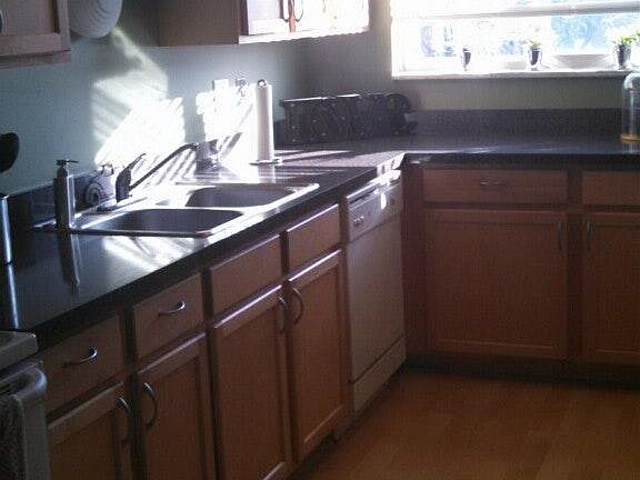Large kitchen with lots of storage.