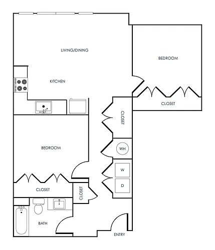 Floor plan 2 Bedroom 22E