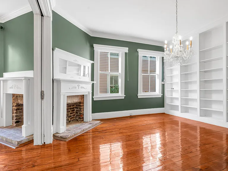 View of Sitting Room & Dining Room with Fireplaces