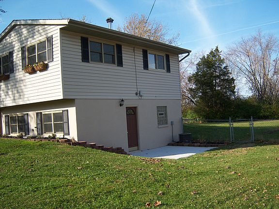 side patio, basement door