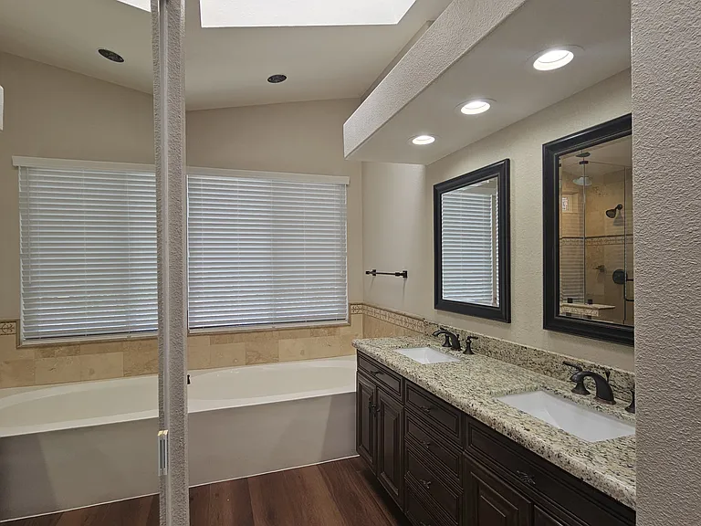 Double-sink vanity with granite counters