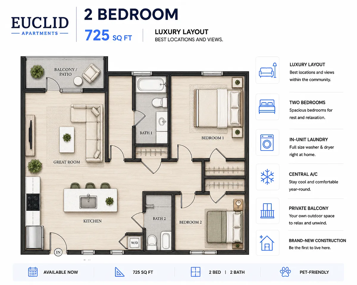 Floor plan 2BR 2BA Delux