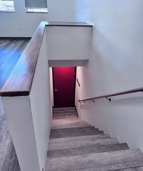 looking down the staircase