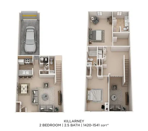 Floor plan Two Bedroom Townhome-1505 sqft