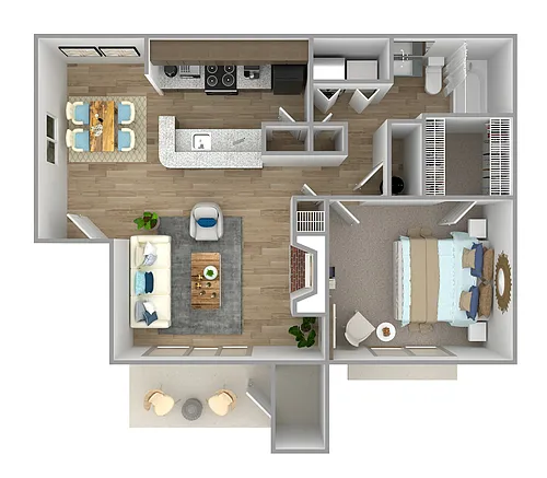 Floor plan A2 - 1 Bedroom, 1 Bathroom