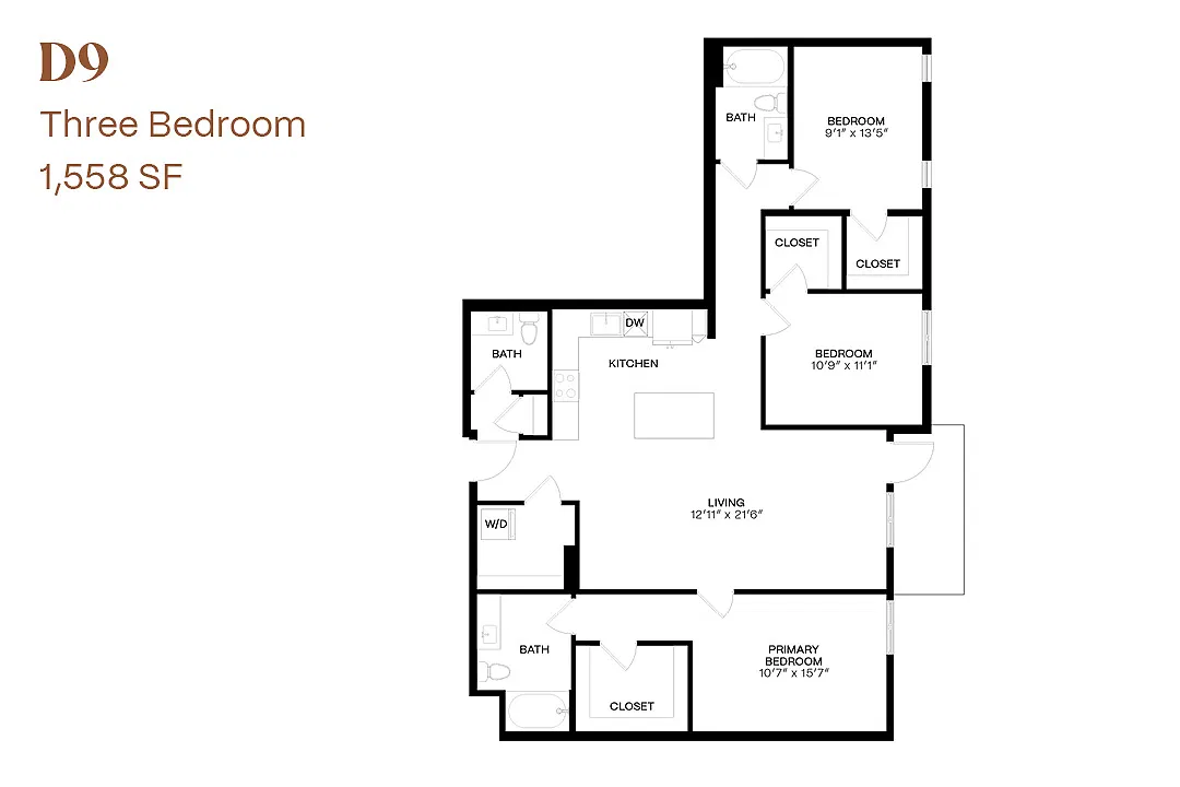 Floor plan Three Bedroom D9
