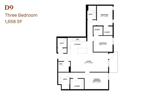 Floor plan Three Bedroom D9