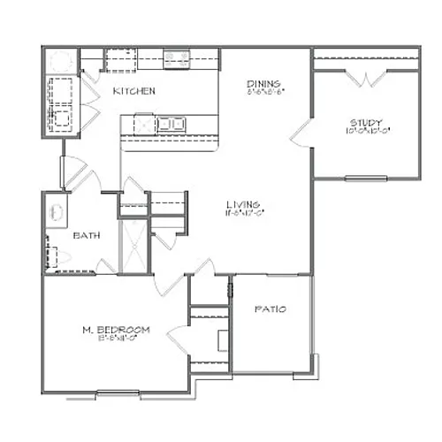 Floor plan 2 Bedroom, 1 Bathroom