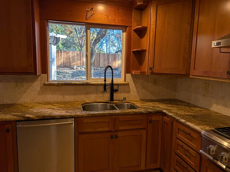 Kitchen with stainless steel appliances