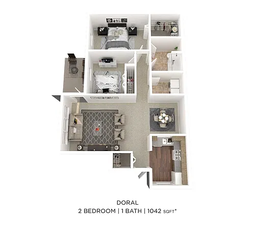 Floor plan Two Bedroom-1042 sqft