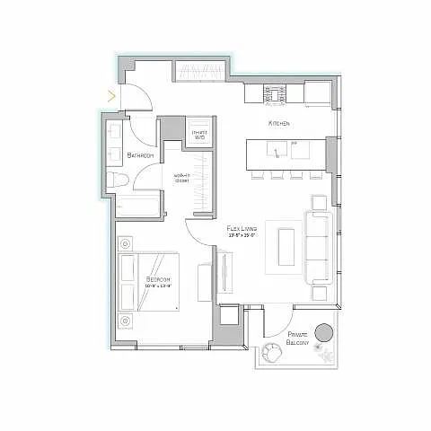 Floor plan Tier 14 - 751 SF