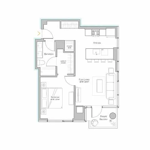 Floor plan Tier 14 - 751 SF