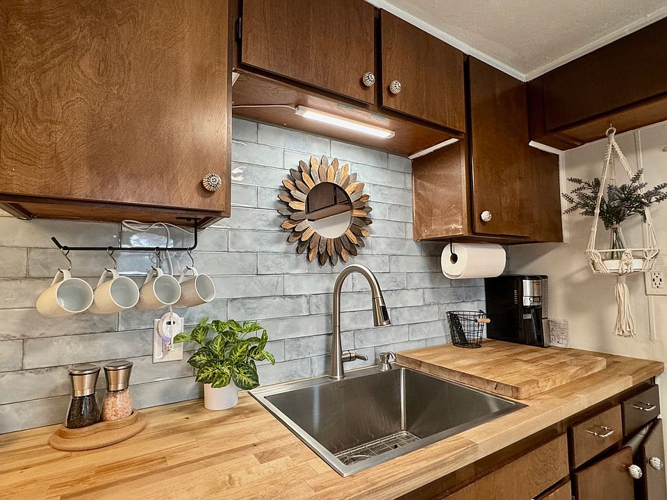 Plenty of counter space on the butcher block counters.