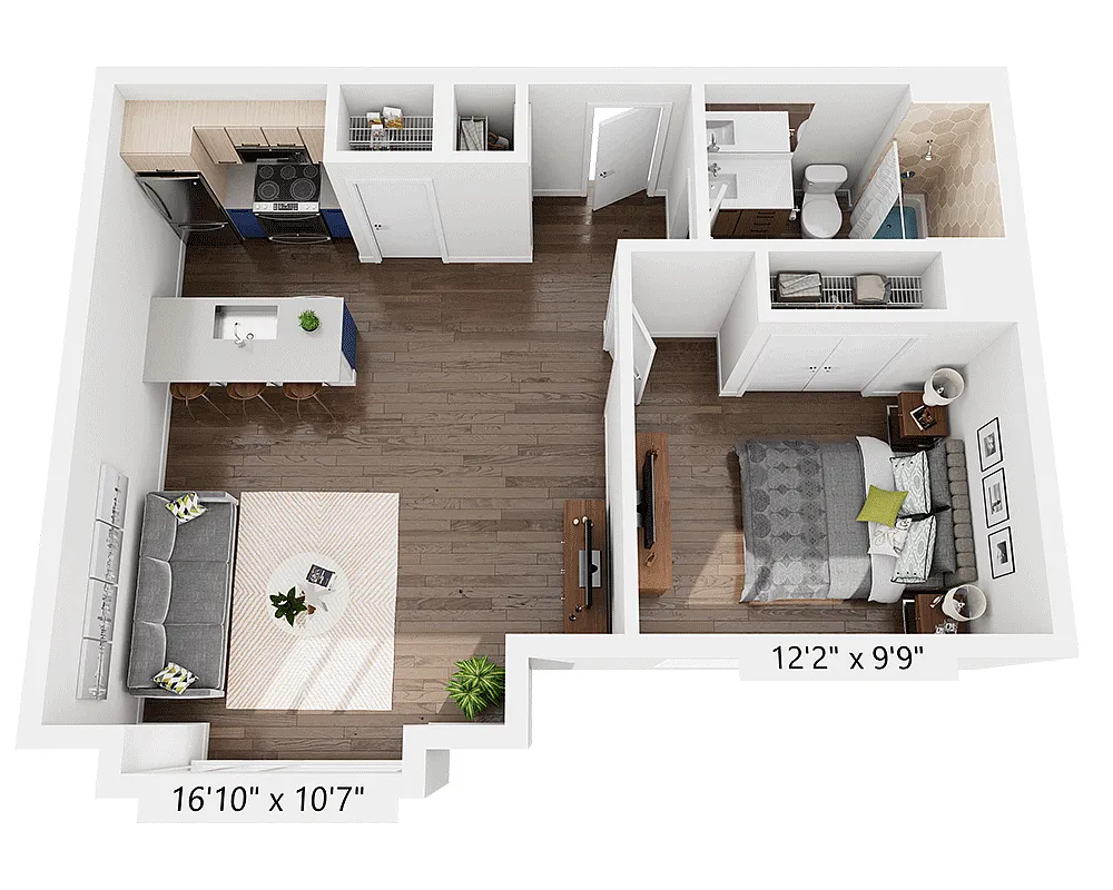 Floor plan One Bedroom A1G