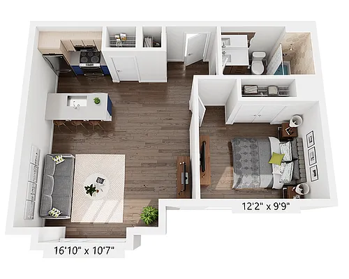 Floor plan One Bedroom A1G