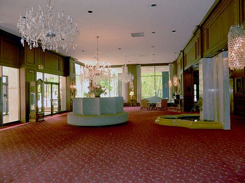 Lobby with security desk.