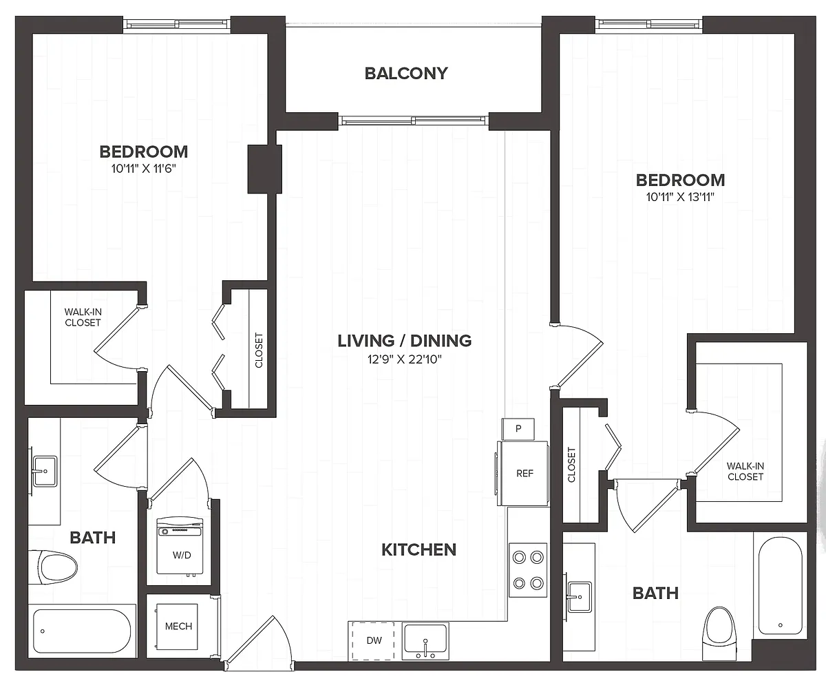Floor plan 2 Bed/2 Bath-B12