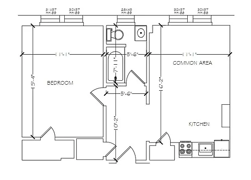 Floor plan 1 Bedroom 1 Bathroom