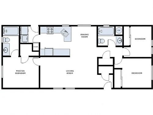 Floor plan 3 Bed / 2 Bath: Type E