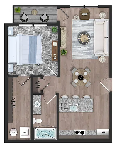 Floor plan 1X1 | 60% AMI