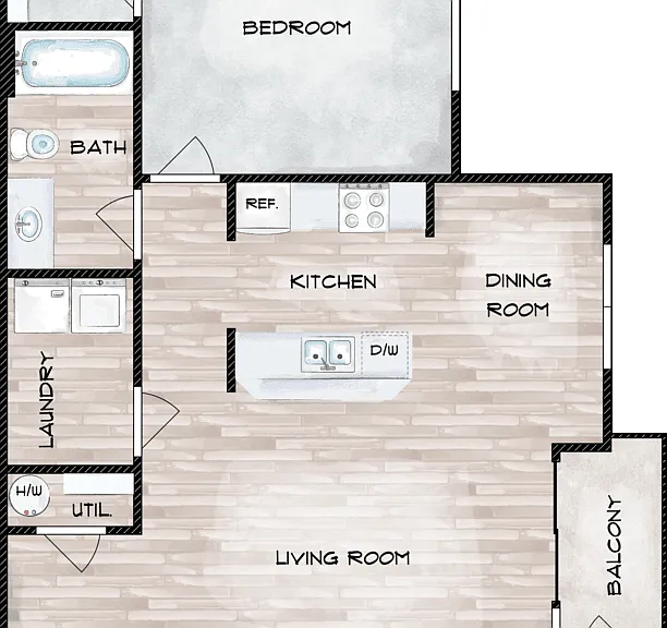 1x1 A2 Floorplan Diagram